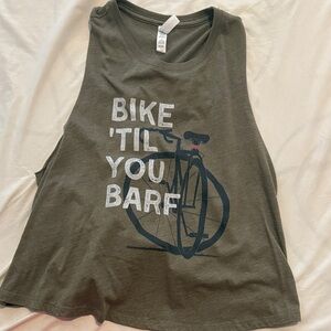 Peloton Theme Bella Canvas Dark Green Graphic Muscle Tee